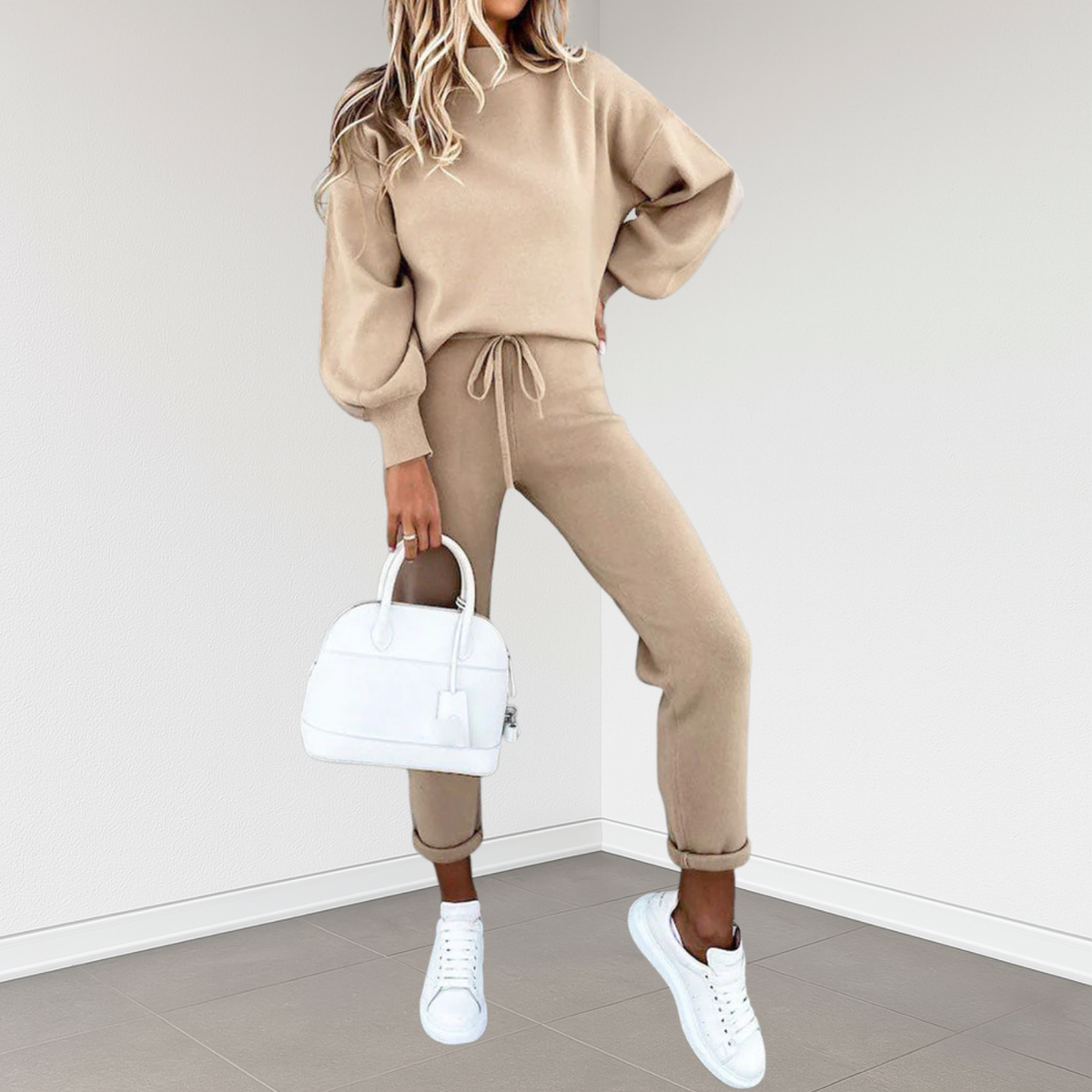 2-delige dames lounge set met top en joggerbroek