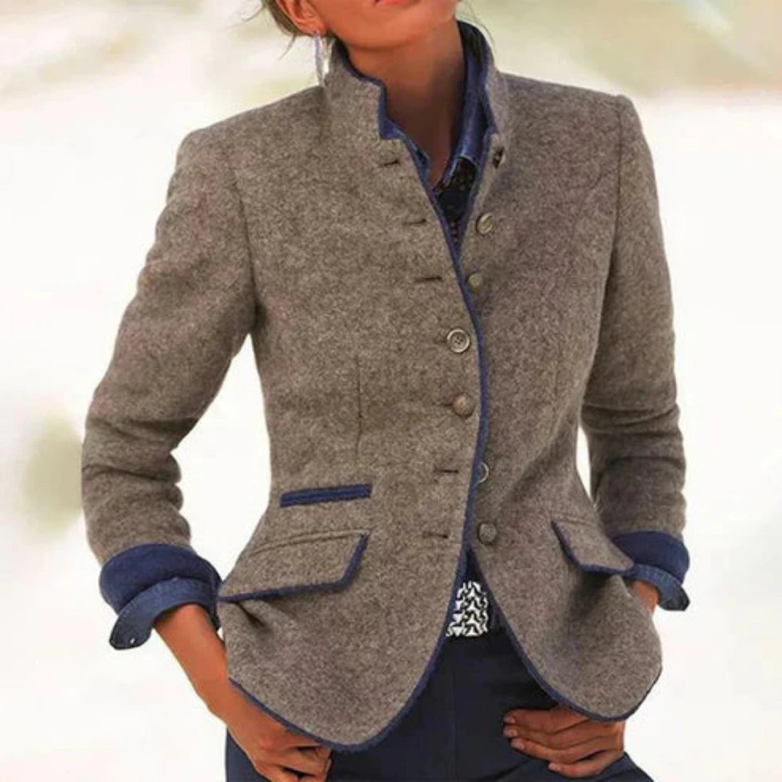 Blazer van wolmix met knoopsluiting voor dames