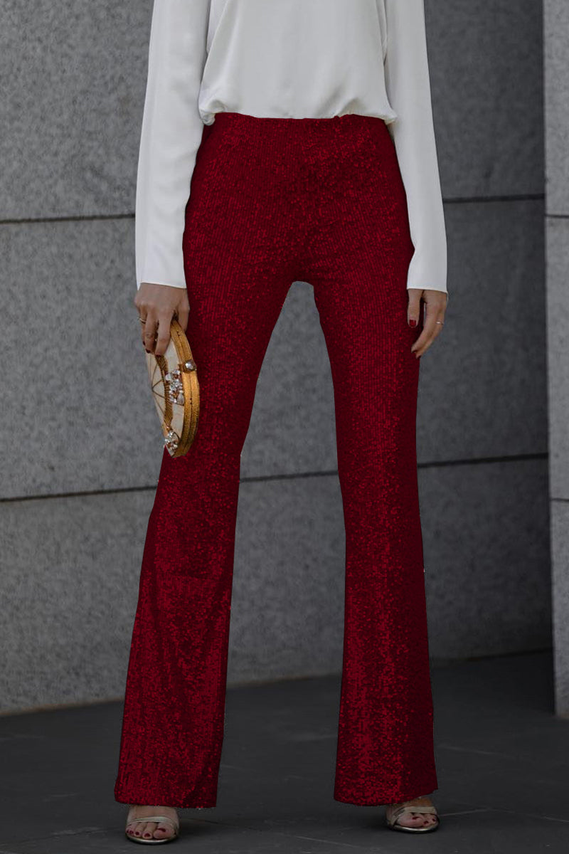 Dames Broek met Glinsterende Pailletten en Hoge Taille