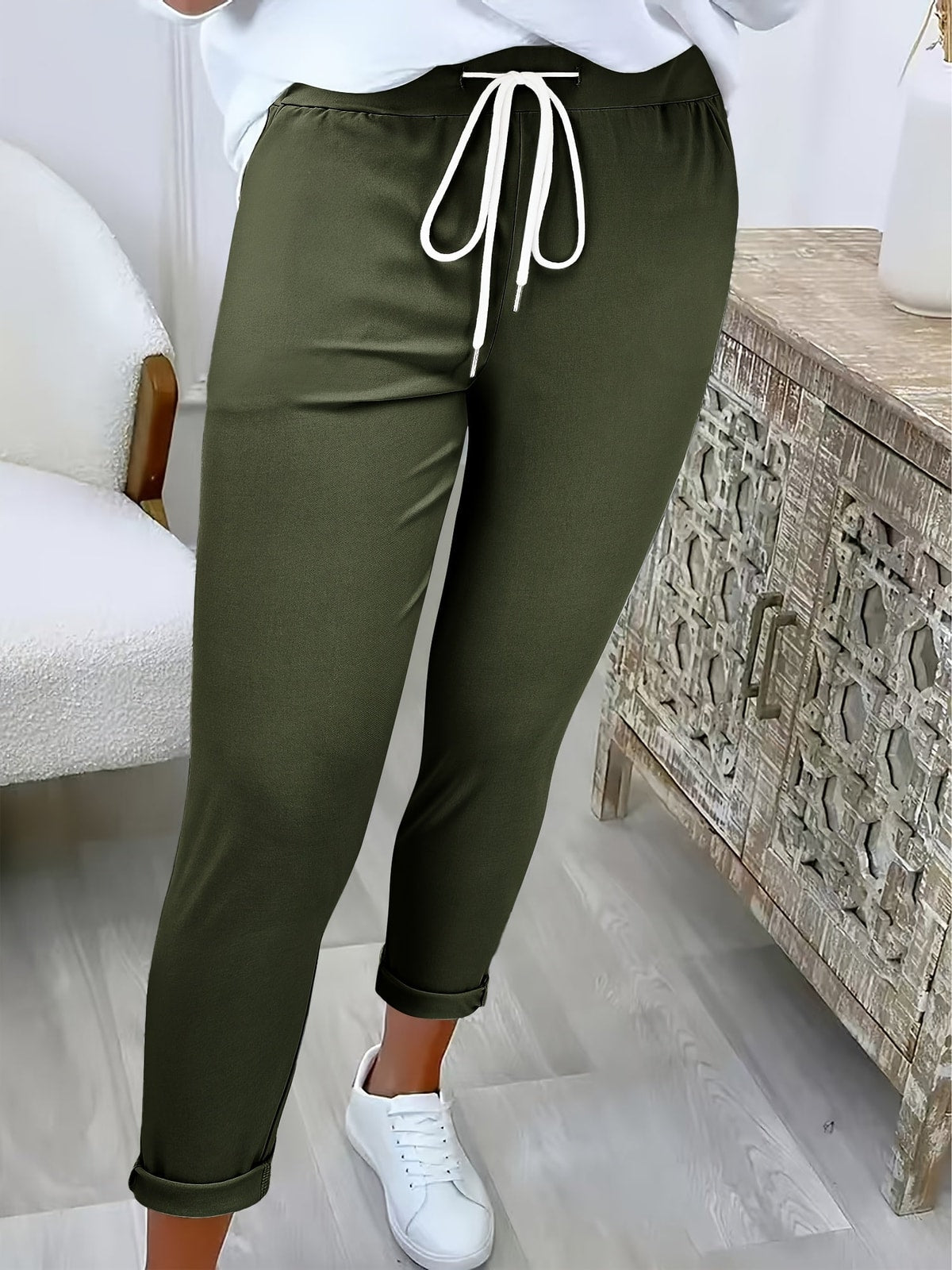 Dames Broek met Trekkoord en Slim Fit