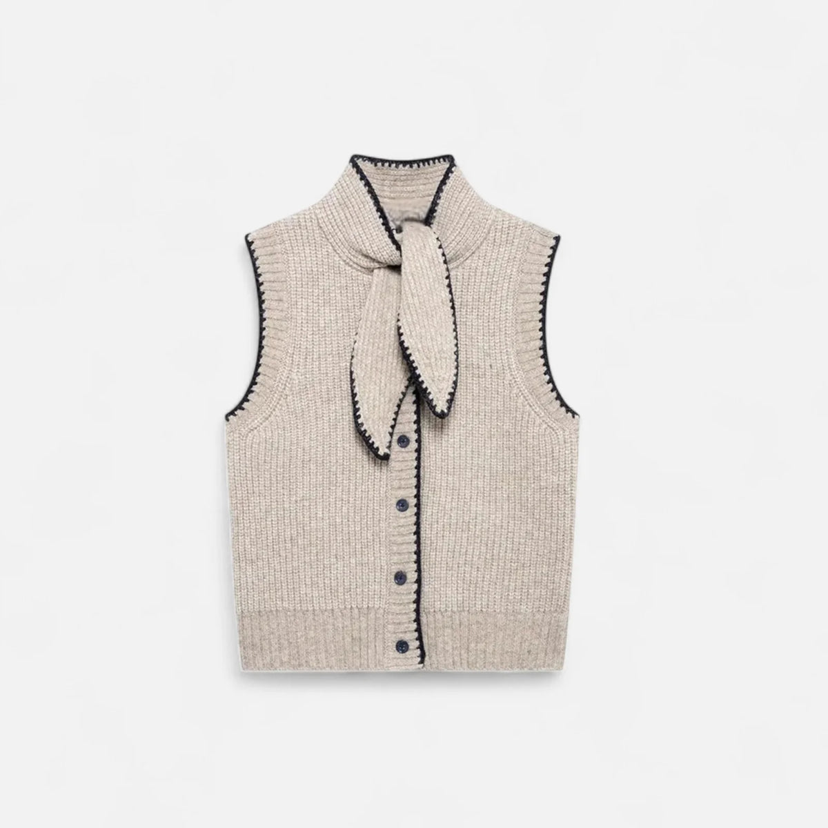 Dames Mouwloos Gebreid Vest met Knoopsluiting