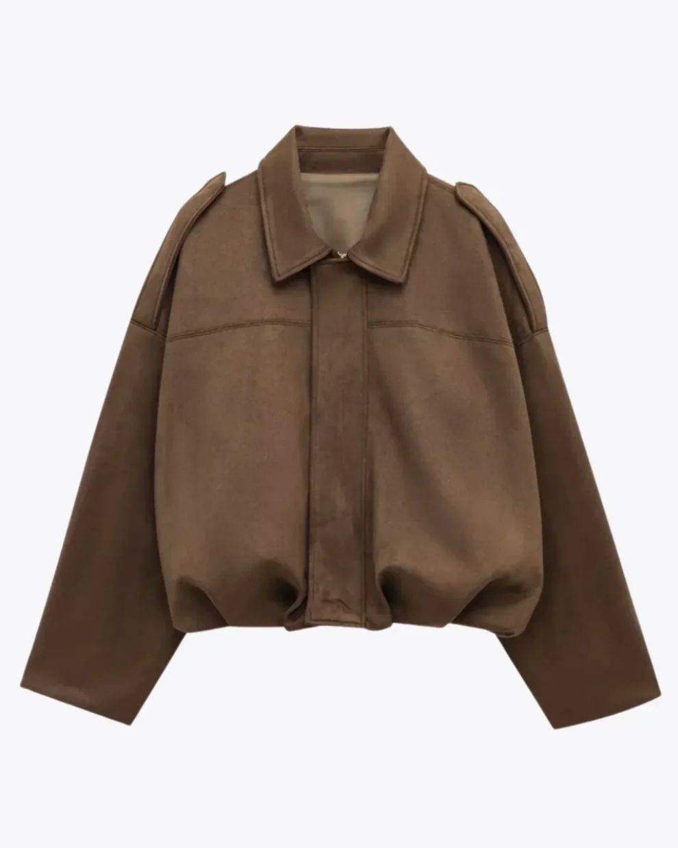 Dames Oversized Suède Jas met Verlaagde Schouders en Knoopsluiting