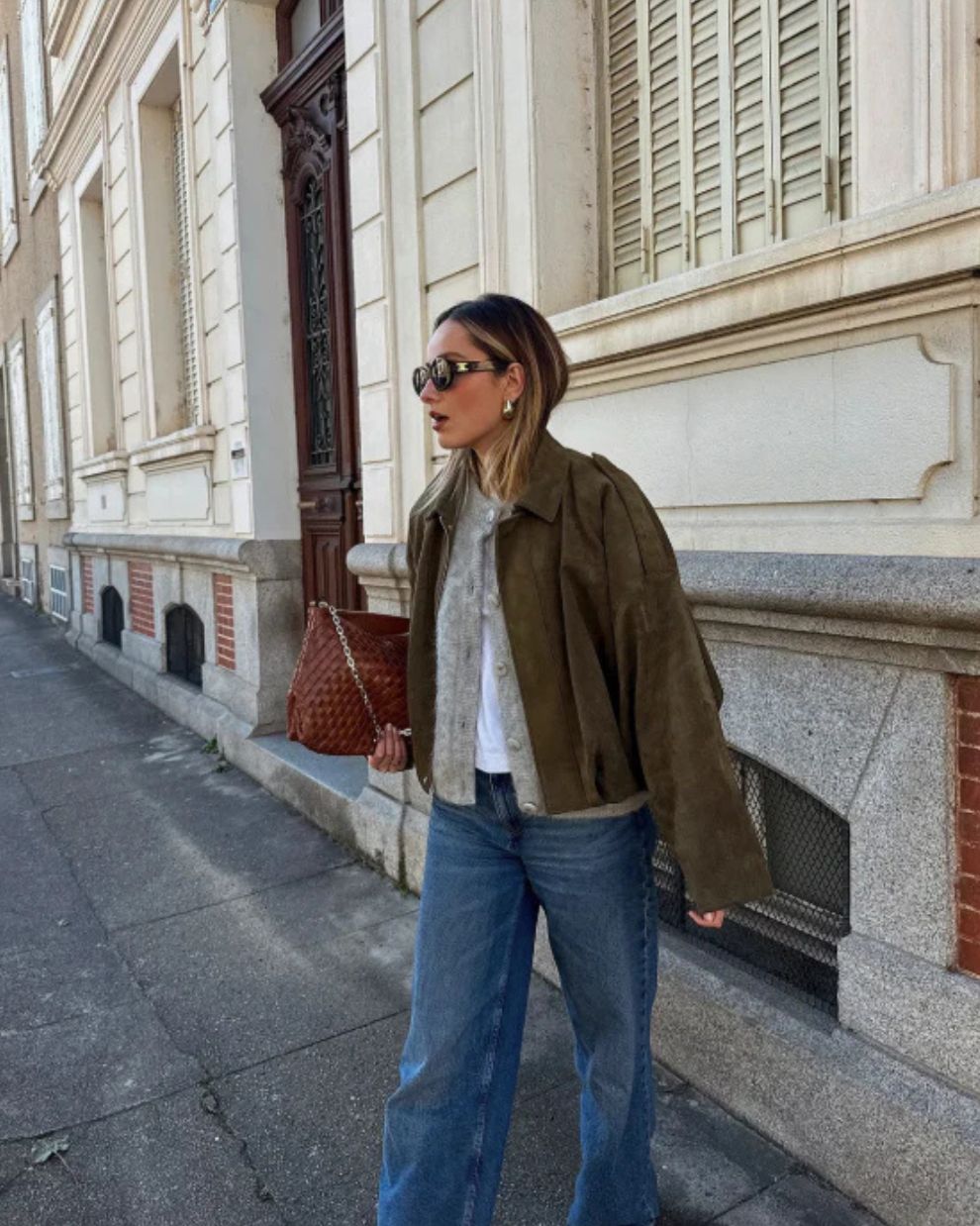 Dames Oversized Suède Jas met Verlaagde Schouders en Knoopsluiting