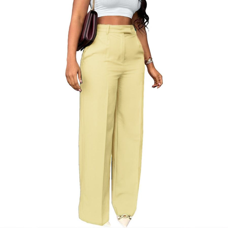 Dames Pantalon met Hoge Taille en Wijde Pijpen