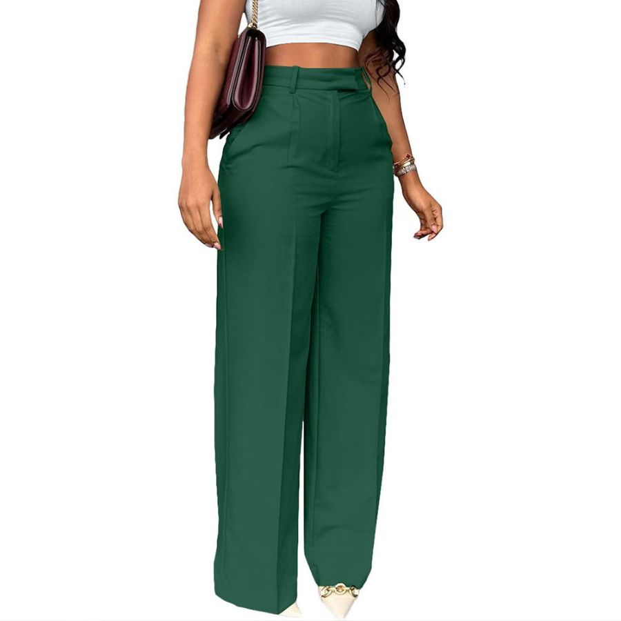 Dames Pantalon met Hoge Taille en Wijde Pijpen