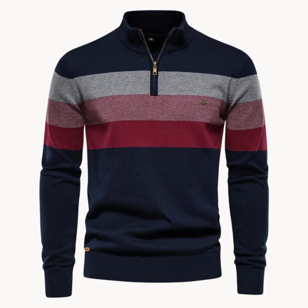 Gestreepte Half-Zip Trui met Lange Mouwen voor Heren