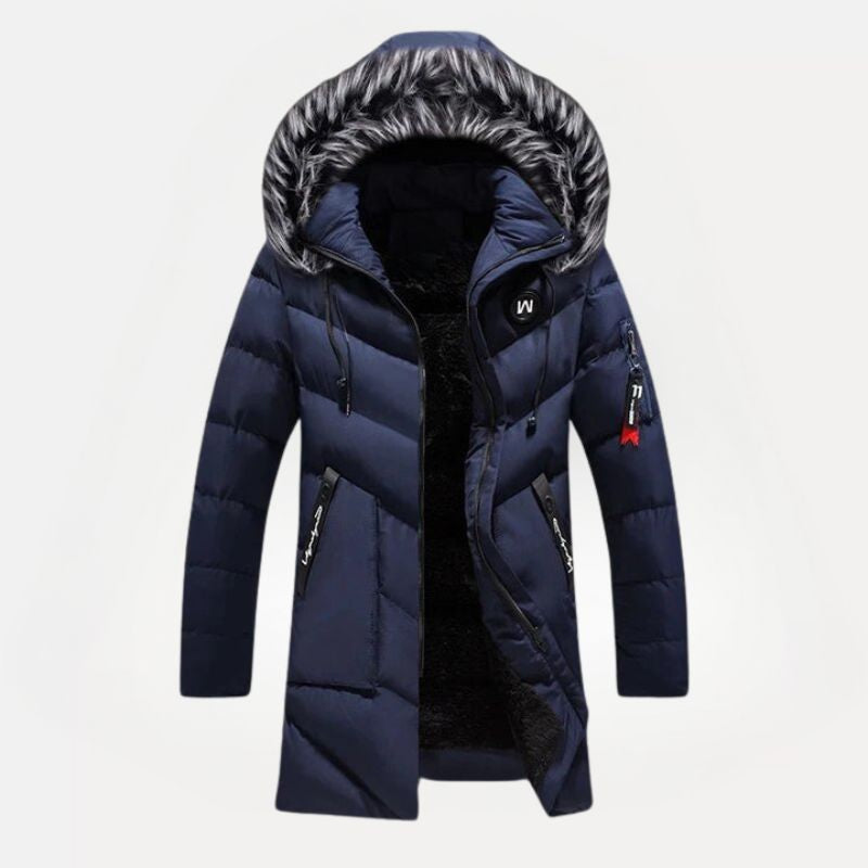 Heren Gevoerde Lange Winterjas met Capuchon