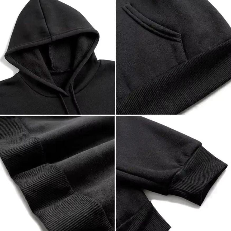 Heren Hoodie met Borduursel aan Voorkant en Kangoeroezak