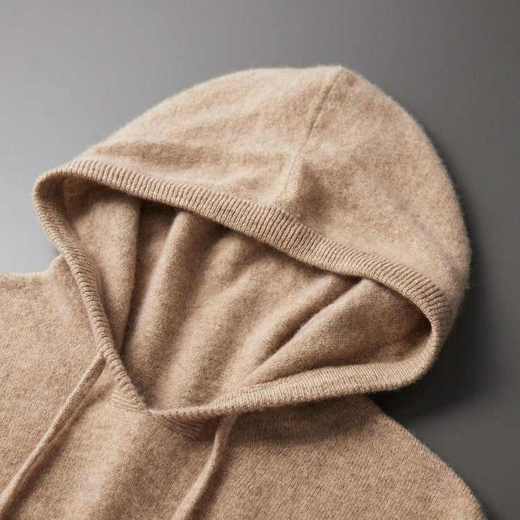 Heren Hoodie van Merinowol met Capuchon en Trekkoord