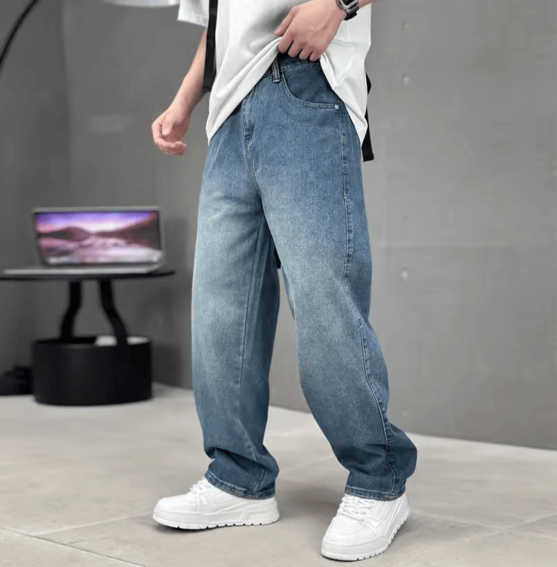 Heren Jeans met Losse Pasvorm en Wijde Pijpen