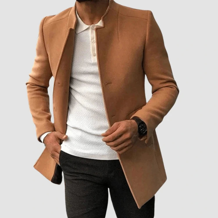 Heren Lange Jas met Regular Fit en Knoopsluiting