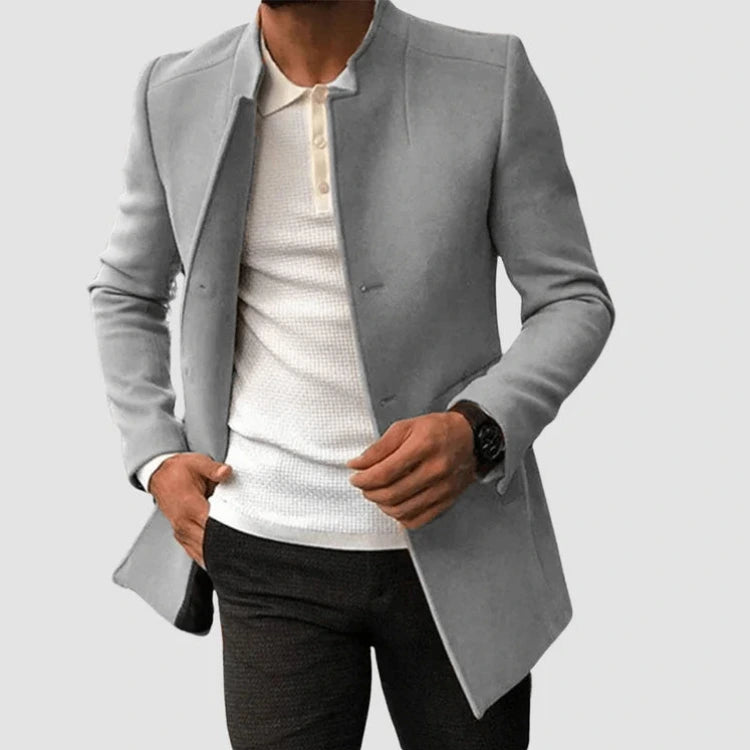 Heren Lange Jas met Regular Fit en Knoopsluiting
