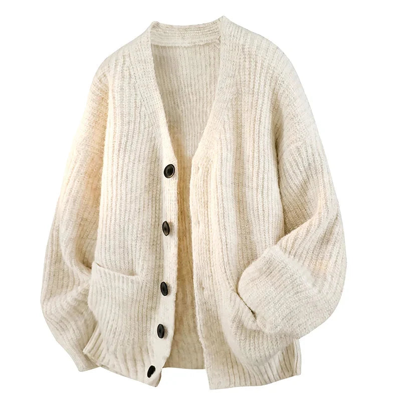 Heren Oversized Gebreid Vest met V-hals en Ribpatroon
