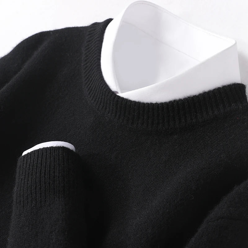 Heren crewneck sweater van wol