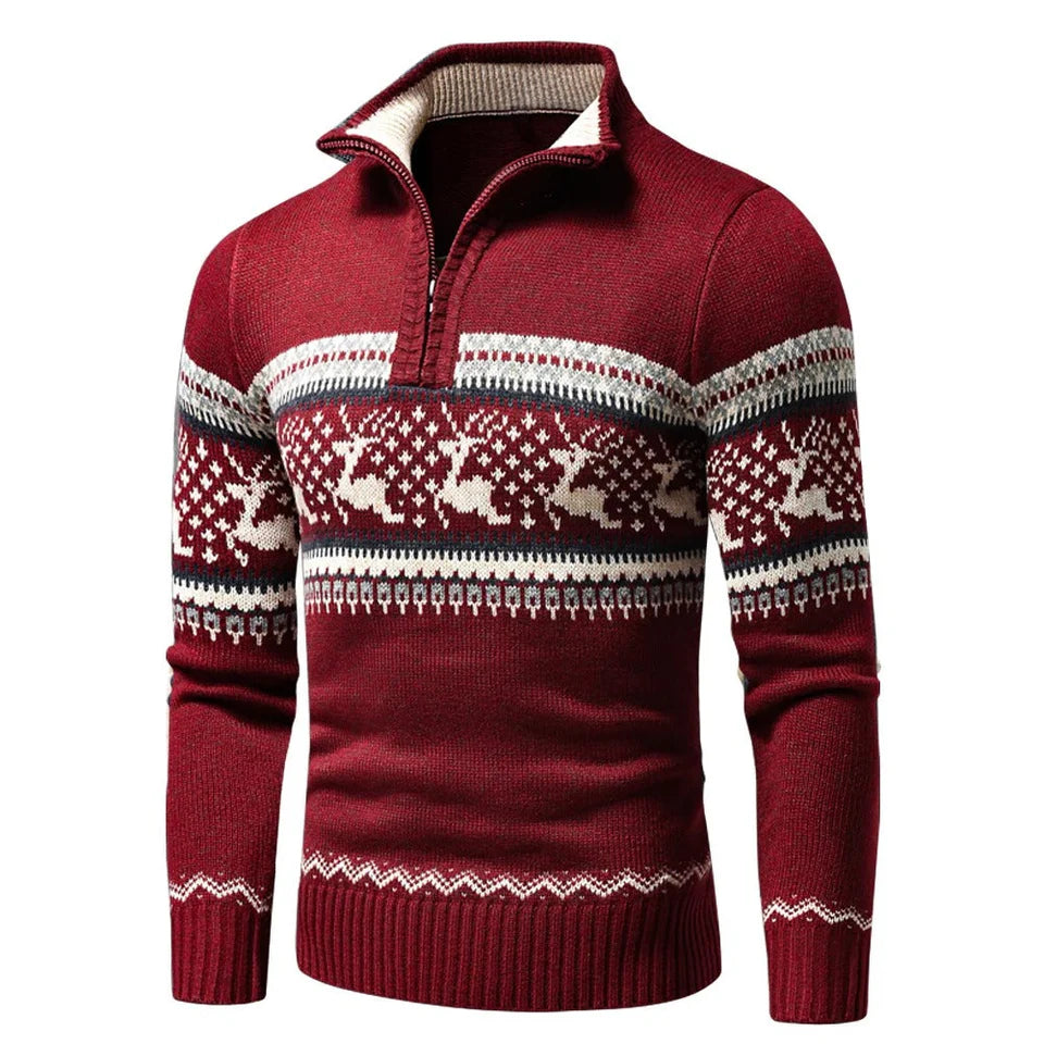 Herentrui met Half-Zip en Gebreid Patroon