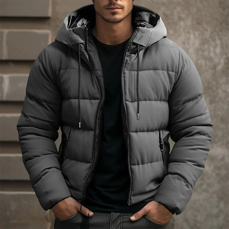 Puffer winterjas met rits en hoge kraag voor heren