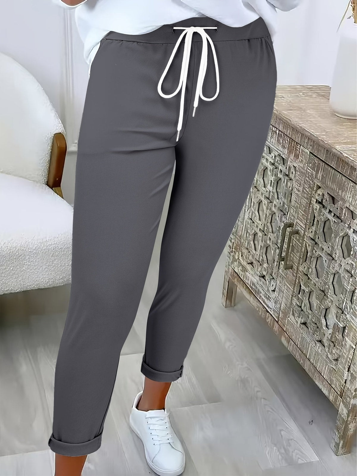 Dames Broek met Trekkoord en Slim Fit