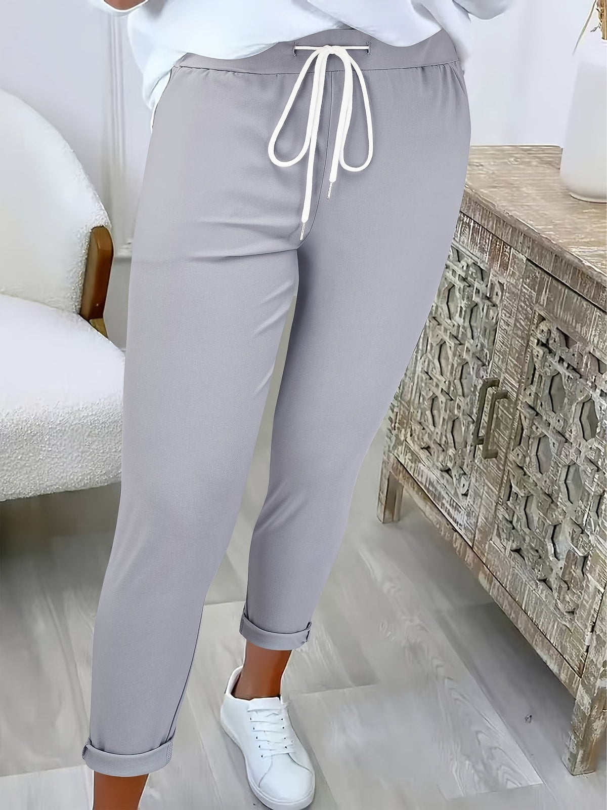 Dames Broek met Trekkoord en Slim Fit