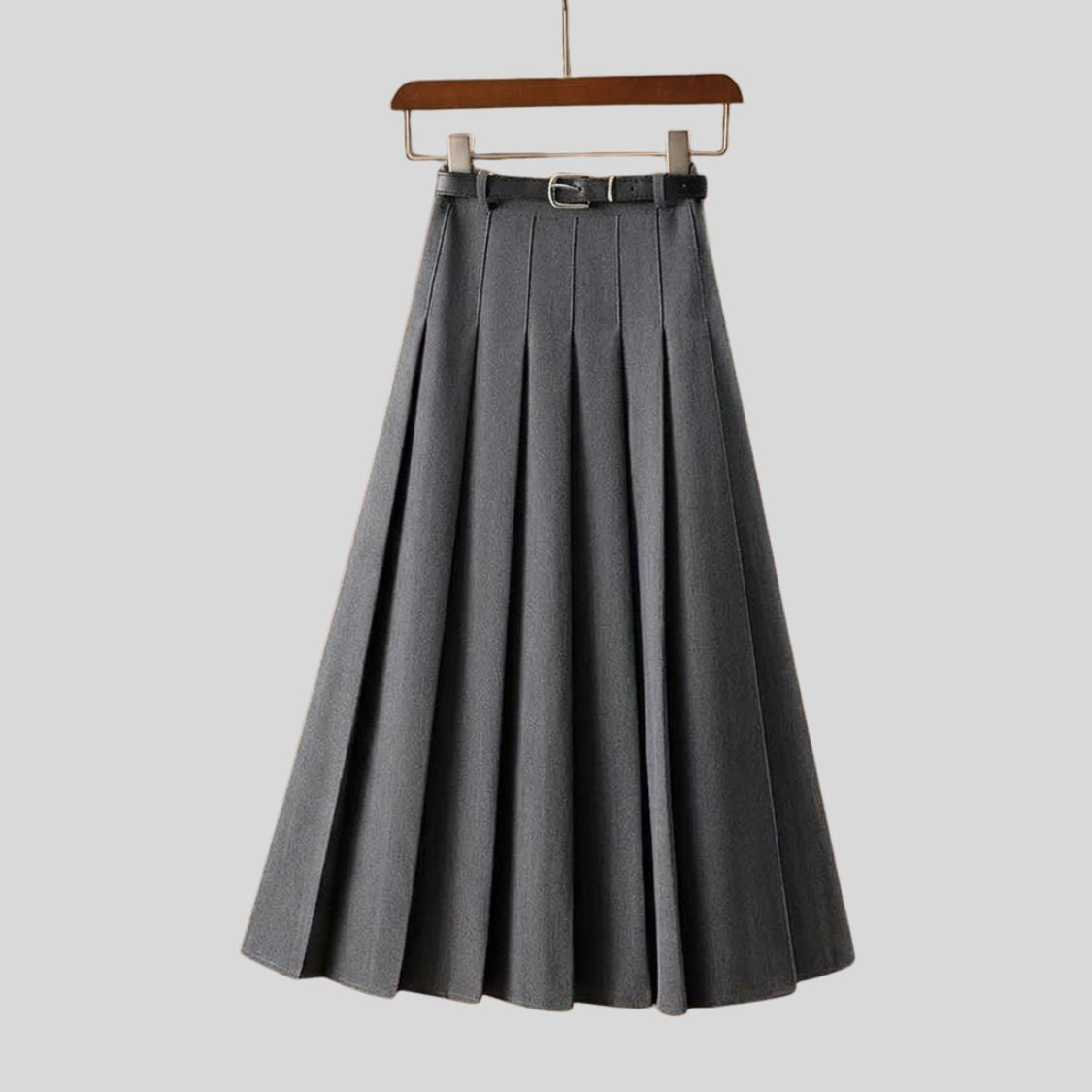 Dames Geplooide Midi Rok met Riem