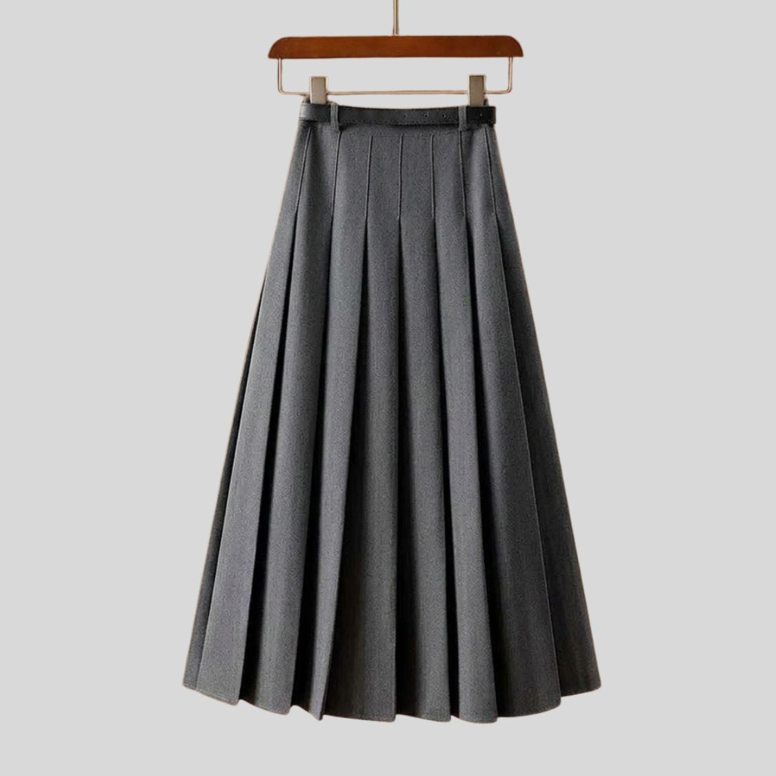 Dames Geplooide Midi Rok met Riem