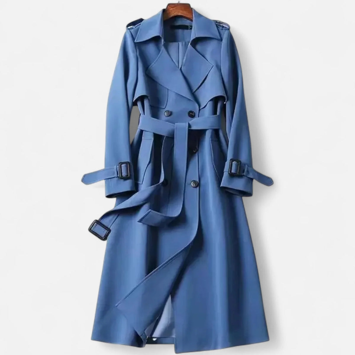 Dames Lange Trenchcoat met Reverskraag en Ceintuur