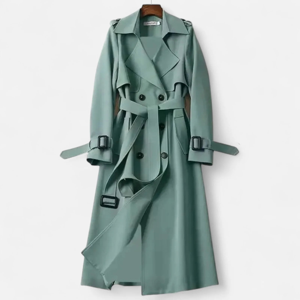 Dames Lange Trenchcoat met Reverskraag en Ceintuur