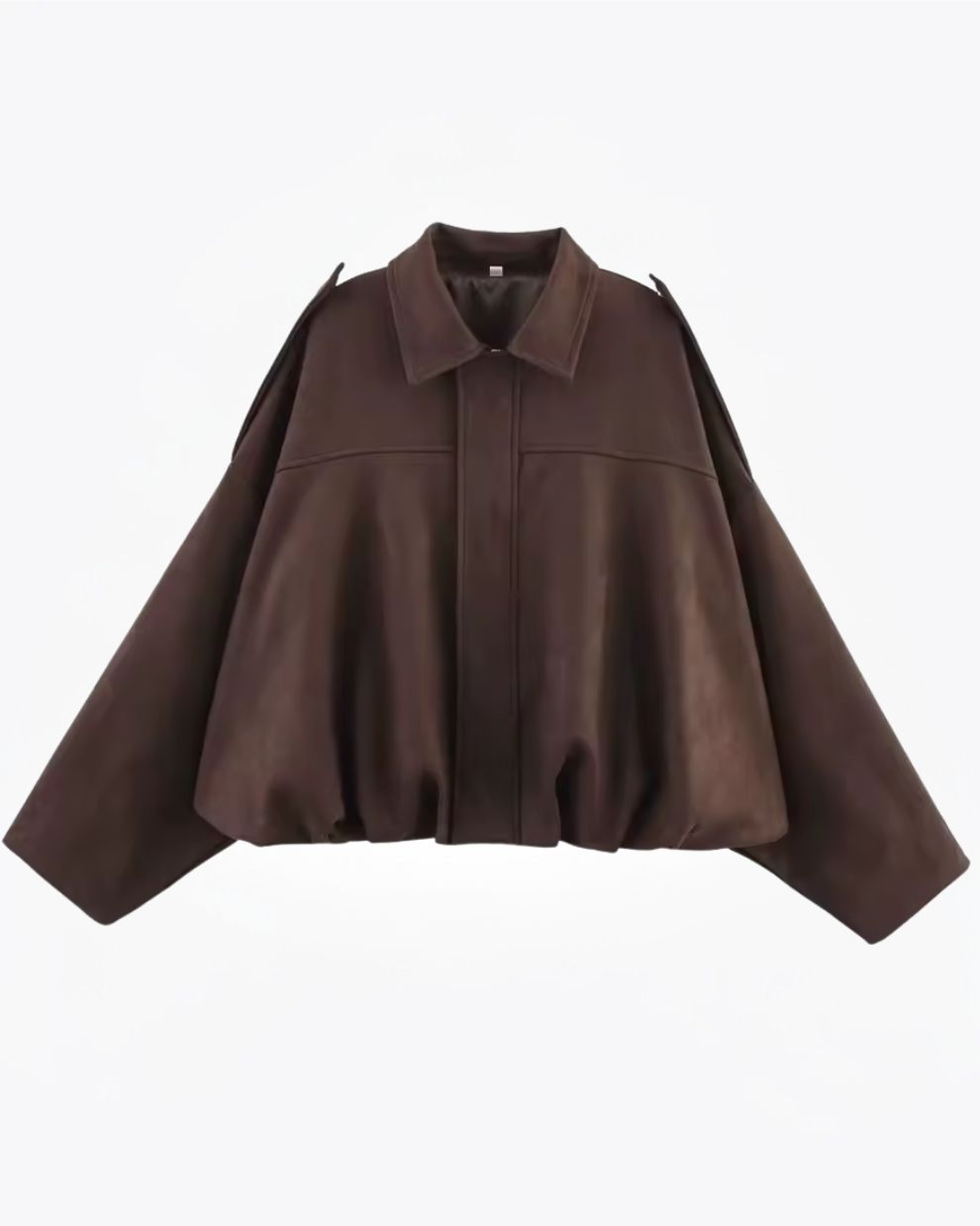 Dames Oversized Suède Jas met Verlaagde Schouders en Knoopsluiting