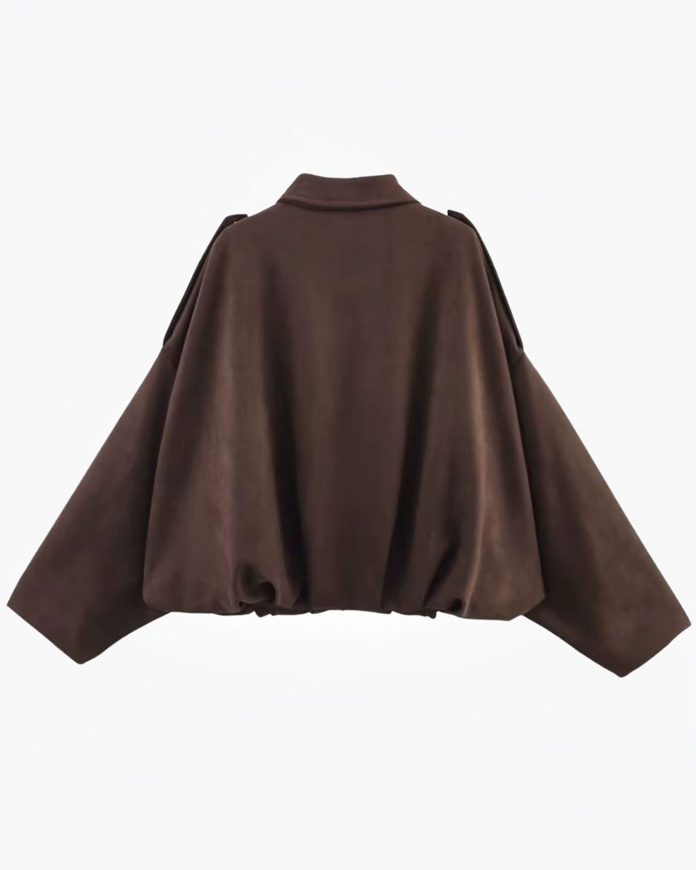 Dames Oversized Suède Jas met Verlaagde Schouders en Knoopsluiting