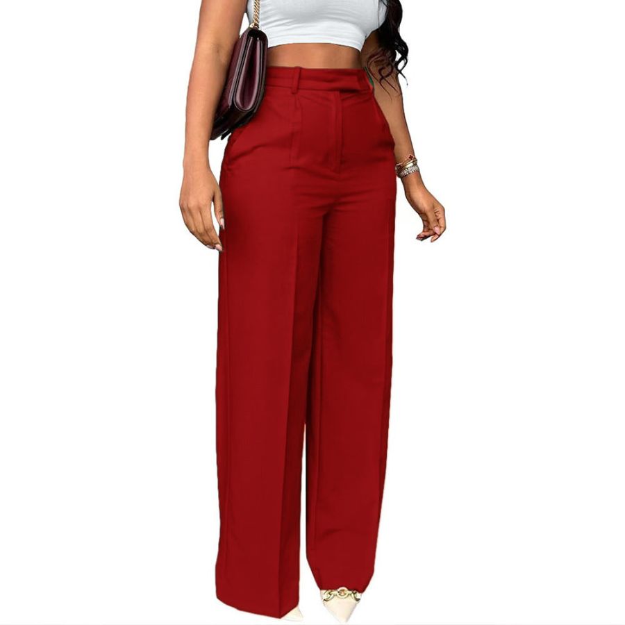 Dames Pantalon met Hoge Taille en Wijde Pijpen