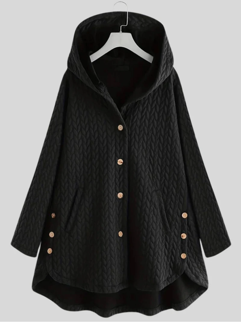 Dames Winterjas met Capuchon en Knoopsluiting
