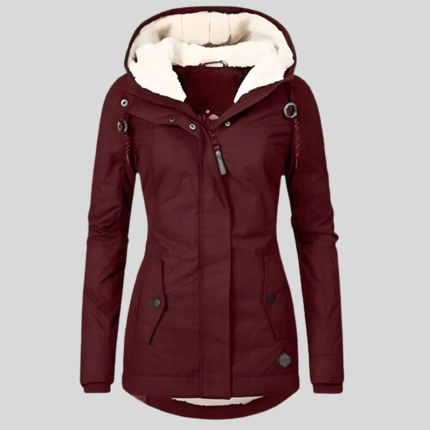 Dames Gevoerde Lange Winterjas met Capuchon
