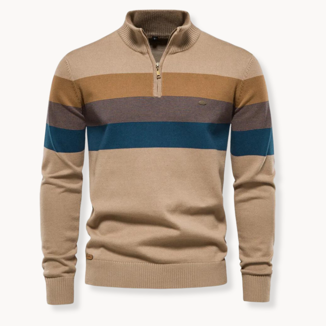 Gestreepte Half-Zip Trui met Lange Mouwen voor Heren