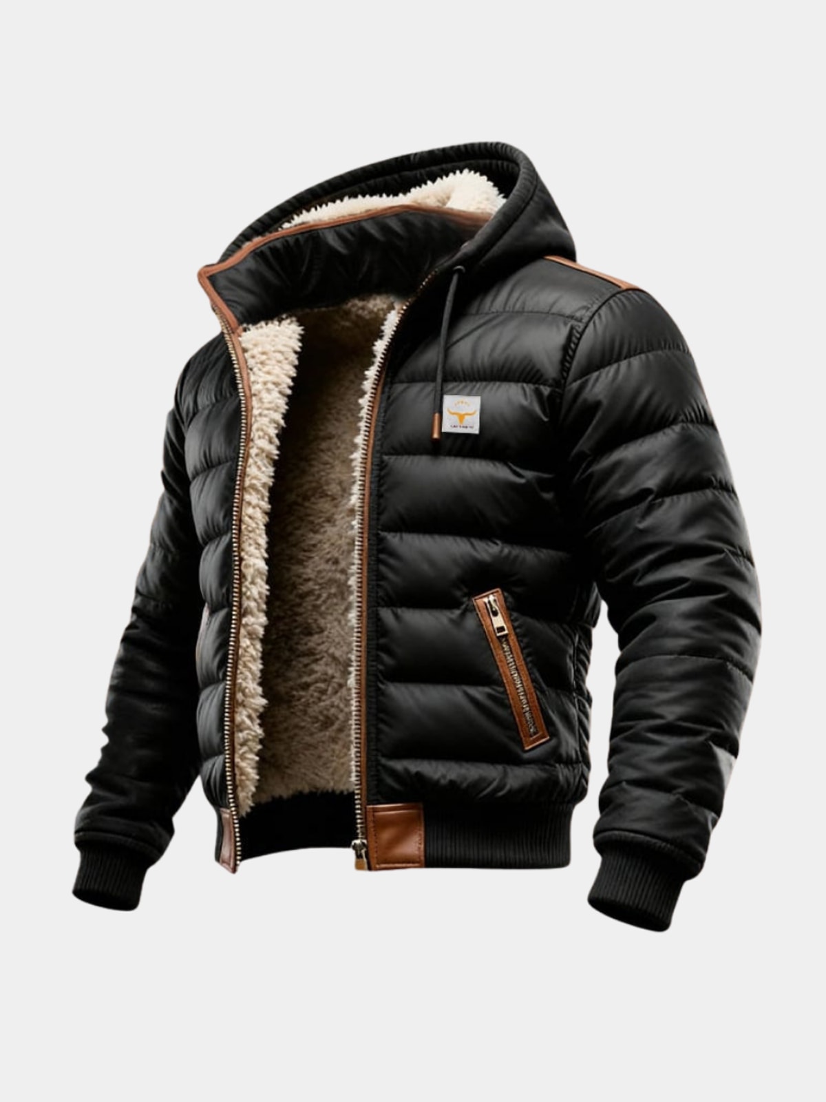 Heren Gewatteerde Winterjas met Capuchon en Sherpavoering