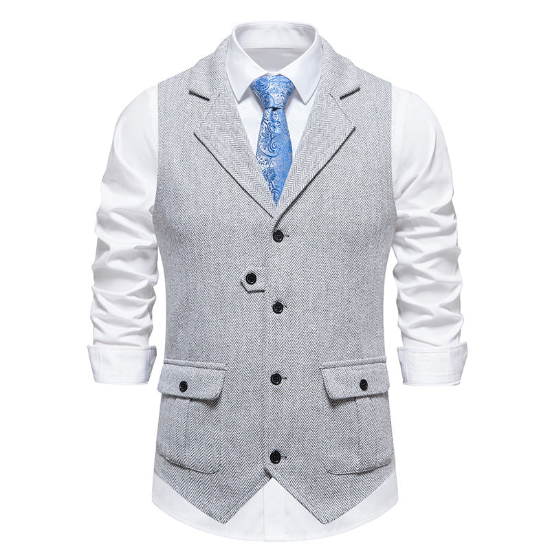 Heren Gilet met Geweven Stof en Knoopsluiting