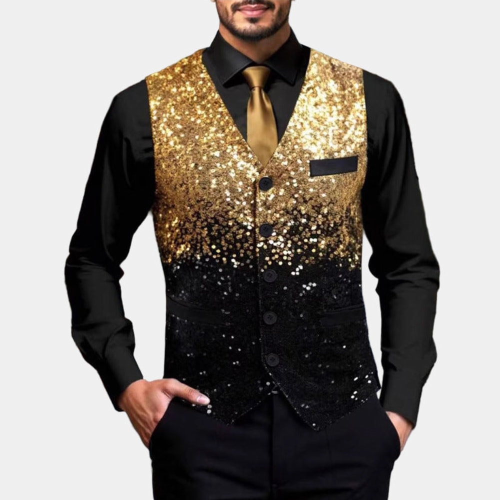 Heren Gilet met Glitters en V-Hals