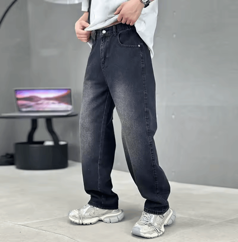 Heren Jeans met Losse Pasvorm en Wijde Pijpen