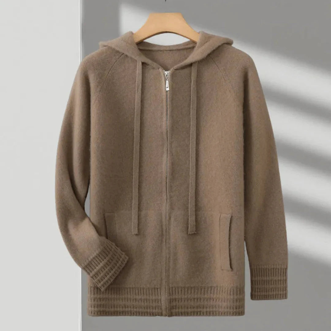 Heren Merinowol Vest met Capuchon en Ritssluiting