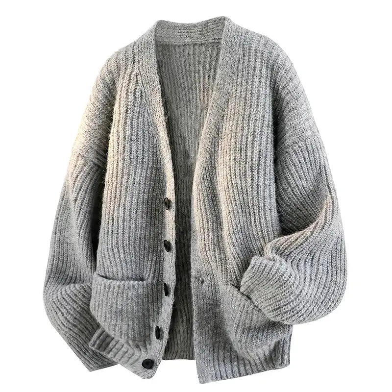 Heren Oversized Gebreid Vest met V-hals en Ribpatroon