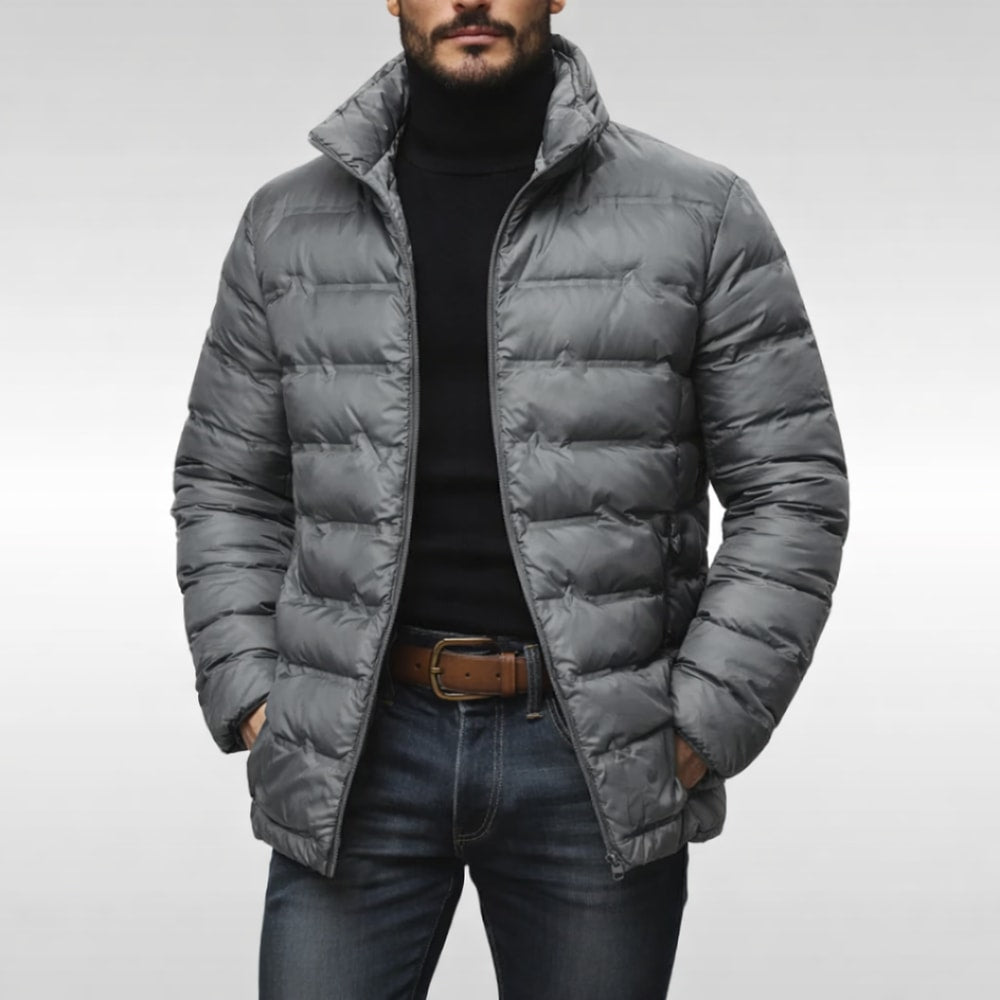 Heren Puffer Winterjas met Opstaande Kraag en Ritssluiting