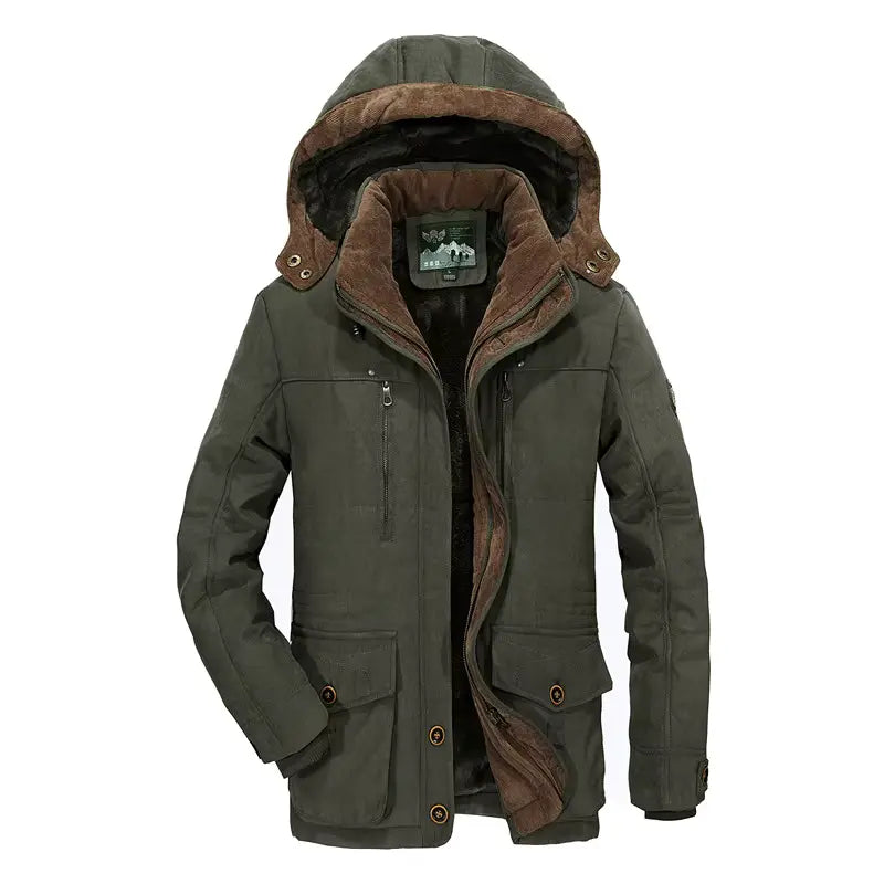 Heren Winterjas met Afneembare Capuchon en Fleecevoering