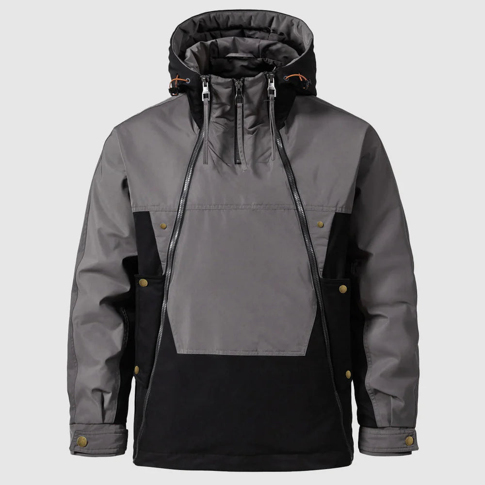 Heren Winterjas met Capuchon en Kleurvlakken