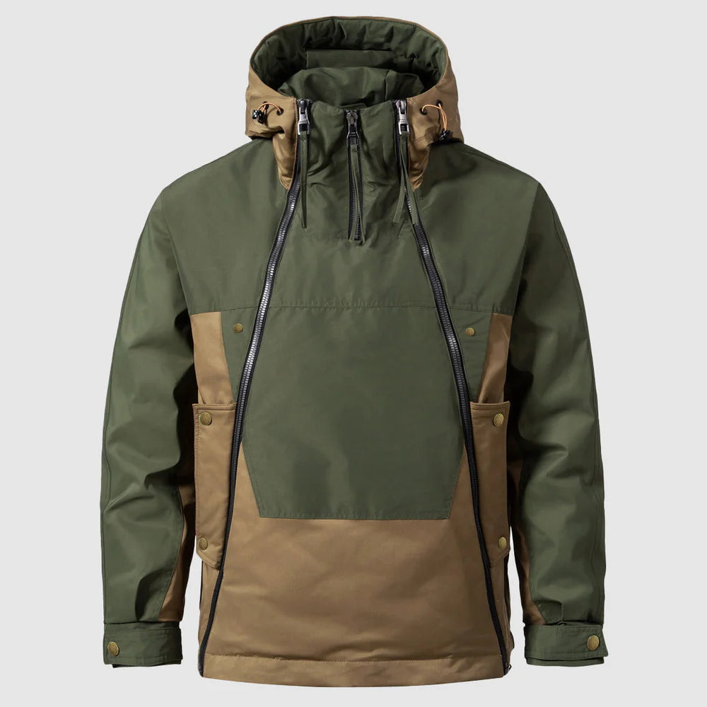 Heren Winterjas met Capuchon en Kleurvlakken