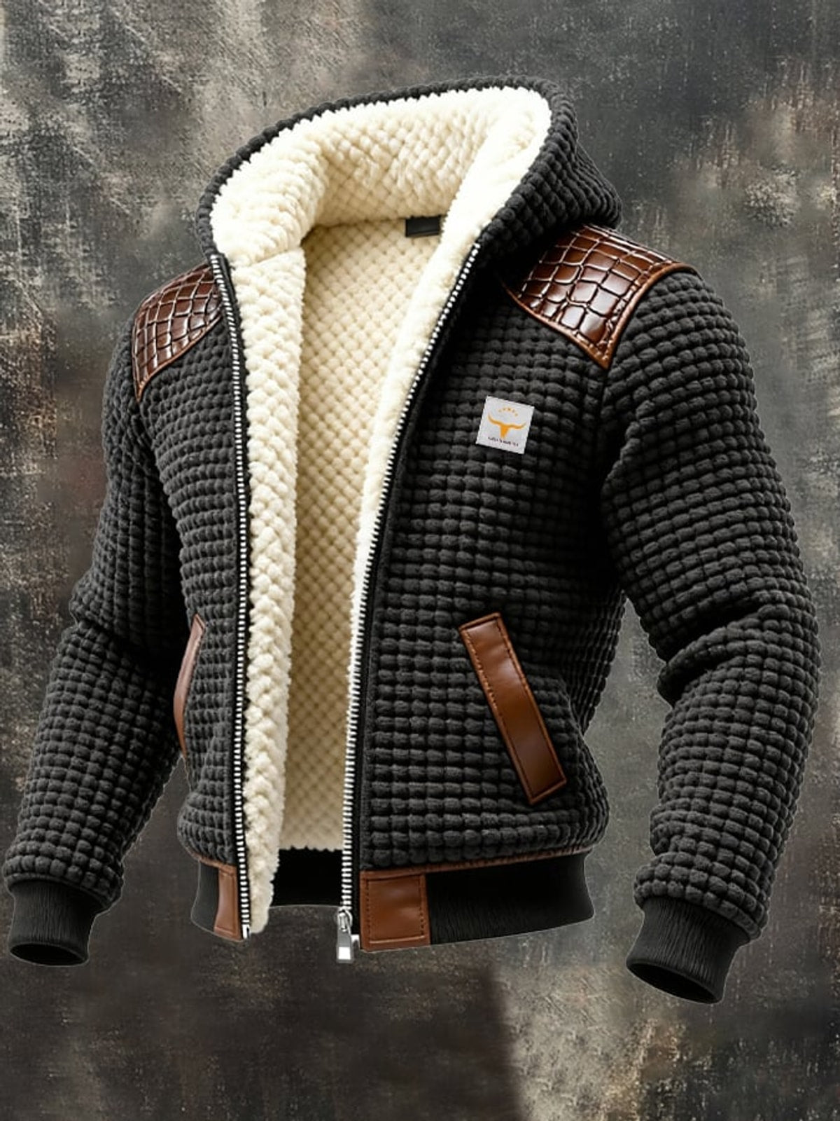 Heren Winterjas met Fleecevoering en Wafelstructuur