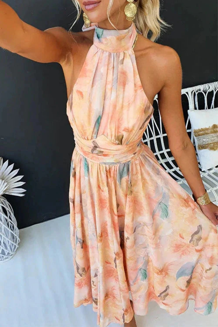 Maxi Feestjurk Dames met Halterhals en Open Rug