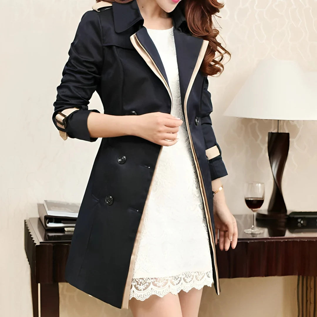 Trenchcoat voor Dames met Ceintuur en Dubbele Knopenrij